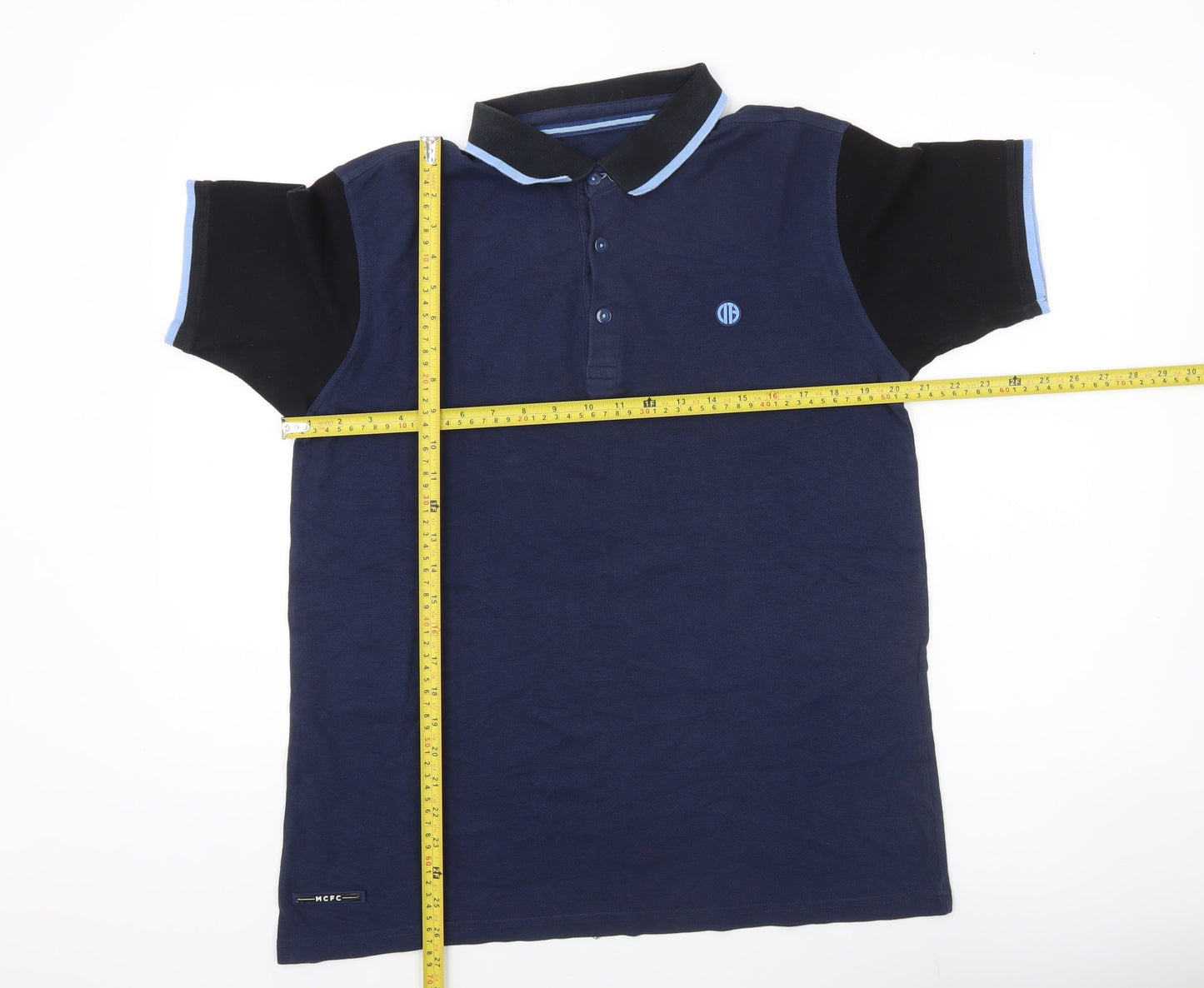 Manchester City Men's Blue Polo Shirt M Cotton Short Sleeve