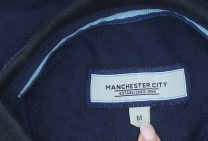 Manchester City Men's Blue Polo Shirt M Cotton Short Sleeve