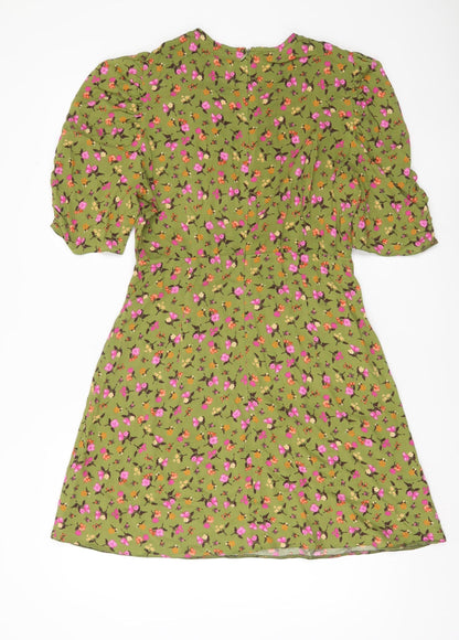 Nobody's Child Women’s Green Floral Puff Sleeve Shift Dress UK 10