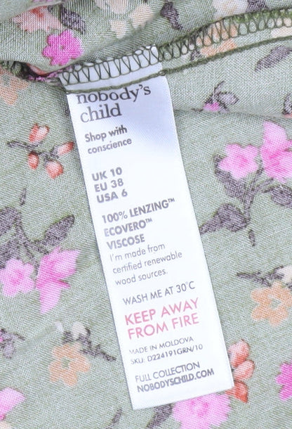 Nobody's Child Women’s Green Floral Puff Sleeve Shift Dress UK 10