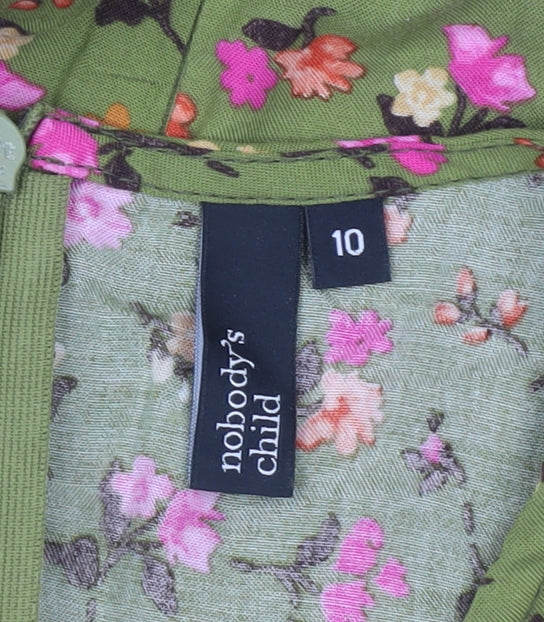 Nobody's Child Women’s Green Floral Puff Sleeve Shift Dress UK 10