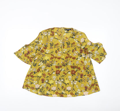 Womens UK Size 8 Topshop Yellow Tunic Blouse
