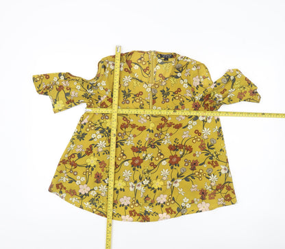 Womens UK Size 8 Topshop Yellow Tunic Blouse