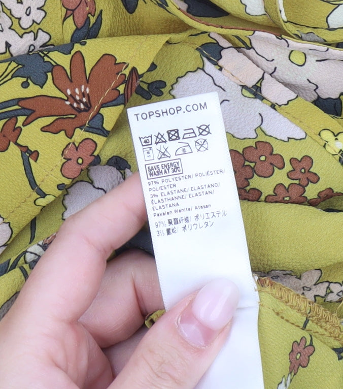 Womens UK Size 8 Topshop Yellow Tunic Blouse