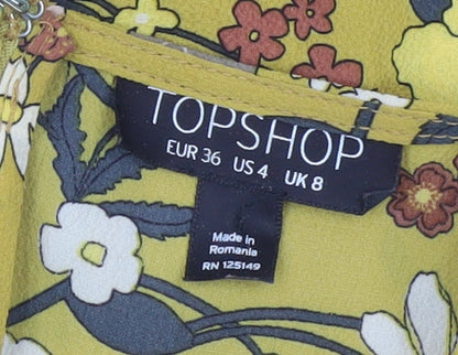 Womens UK Size 8 Topshop Yellow Tunic Blouse