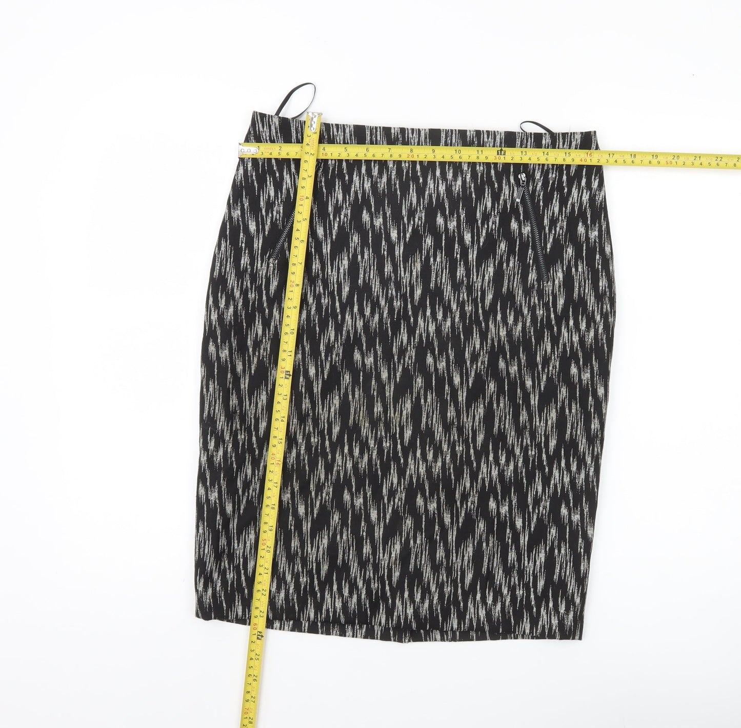 Marks and Spencer Women’s Black Pencil Skirt UK 12 Geometric Zip Workwear