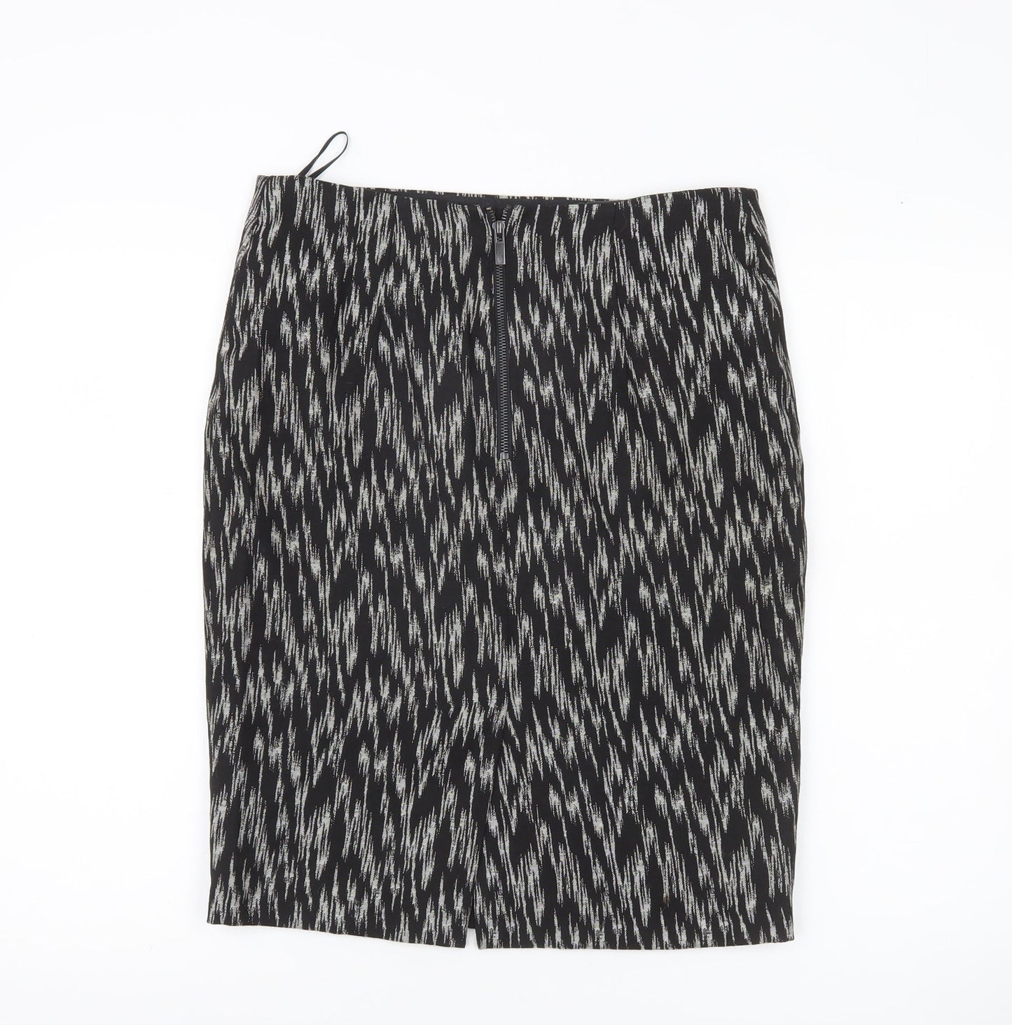 Marks and Spencer Women’s Black Pencil Skirt UK 12 Geometric Zip Workwear