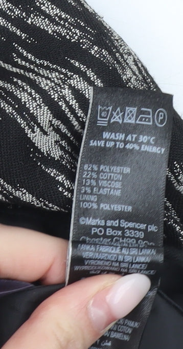 Marks and Spencer Women’s Black Pencil Skirt UK 12 Geometric Zip Workwear