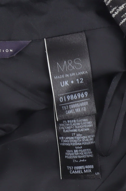 Marks and Spencer Women’s Black Pencil Skirt UK 12 Geometric Zip Workwear