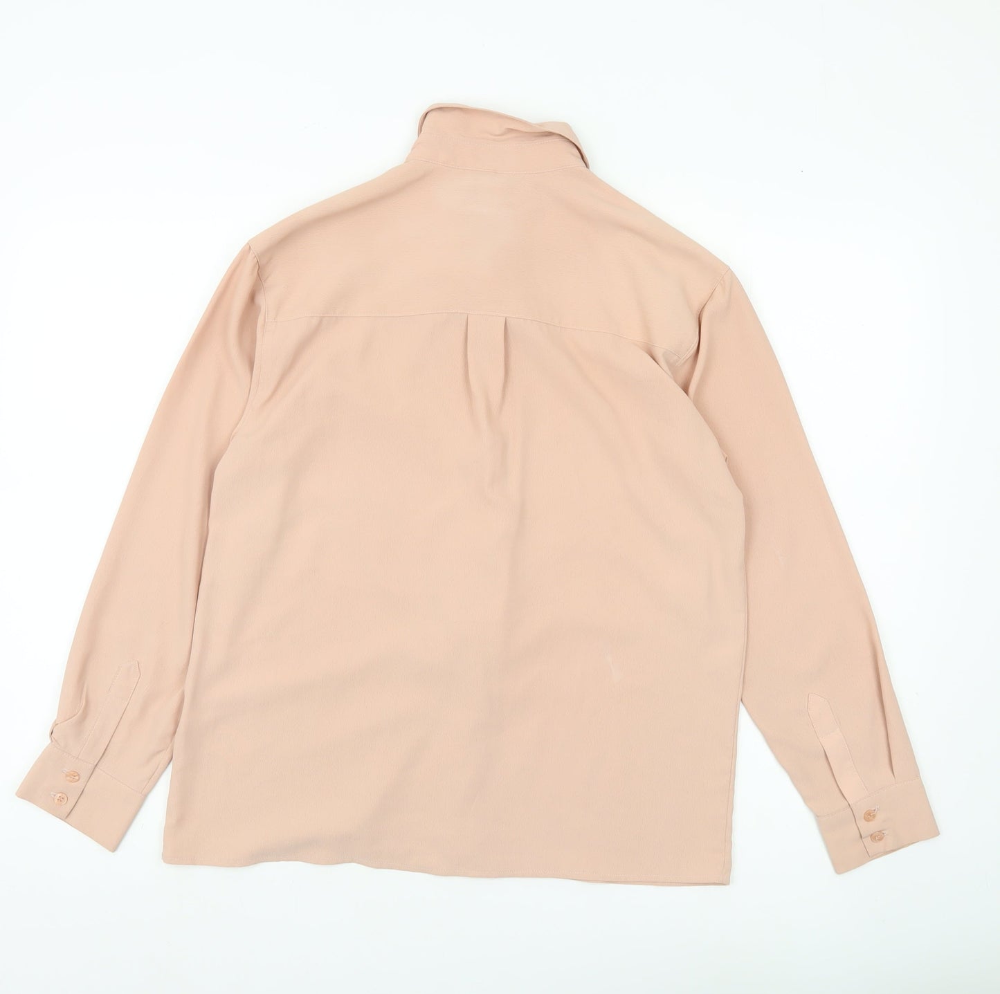 Topshop Women Beige Lace Blouse UK 8 Long Sleeve Collared