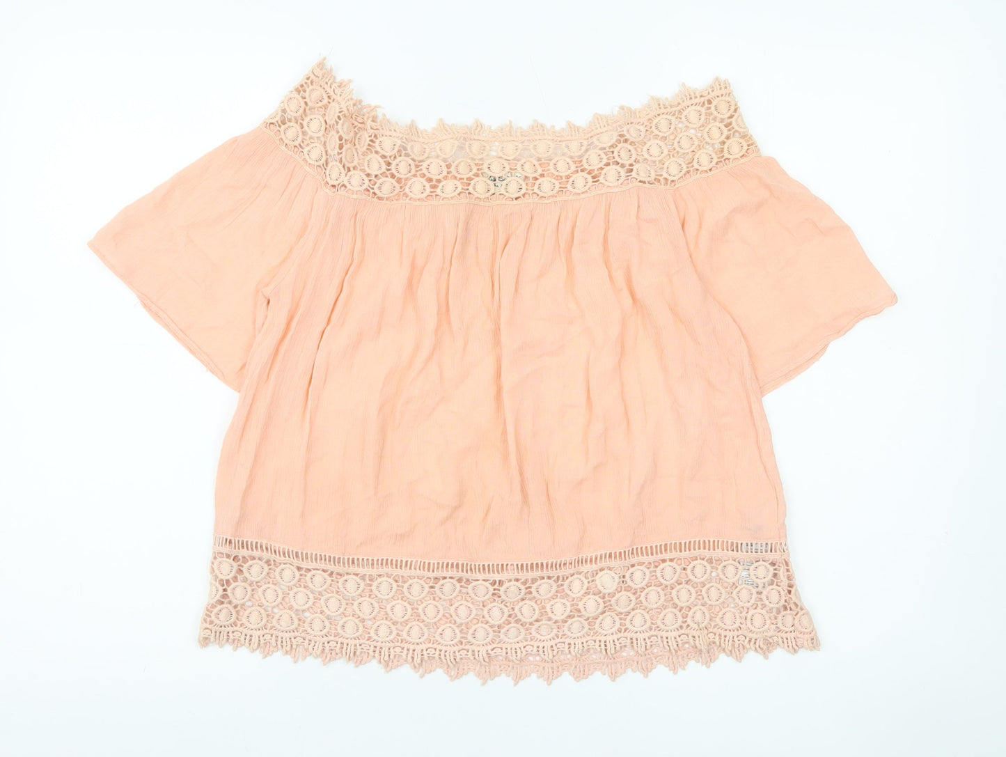 Miss Selfridge Women’s Pink Off Shoulder Lace Trim Blouse UK 6