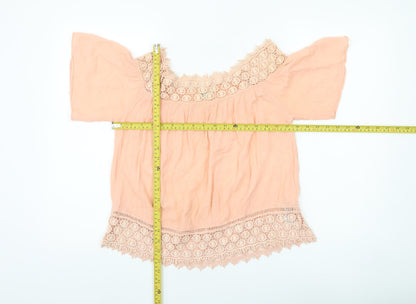 Miss Selfridge Women’s Pink Off Shoulder Lace Trim Blouse UK 6