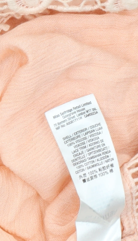 Miss Selfridge Women’s Pink Off Shoulder Lace Trim Blouse UK 6