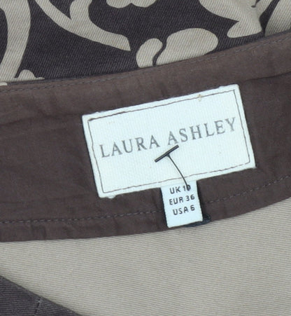Laura Ashley Women’s Brown Beige Floral A-Line Midi Skirt Size 10