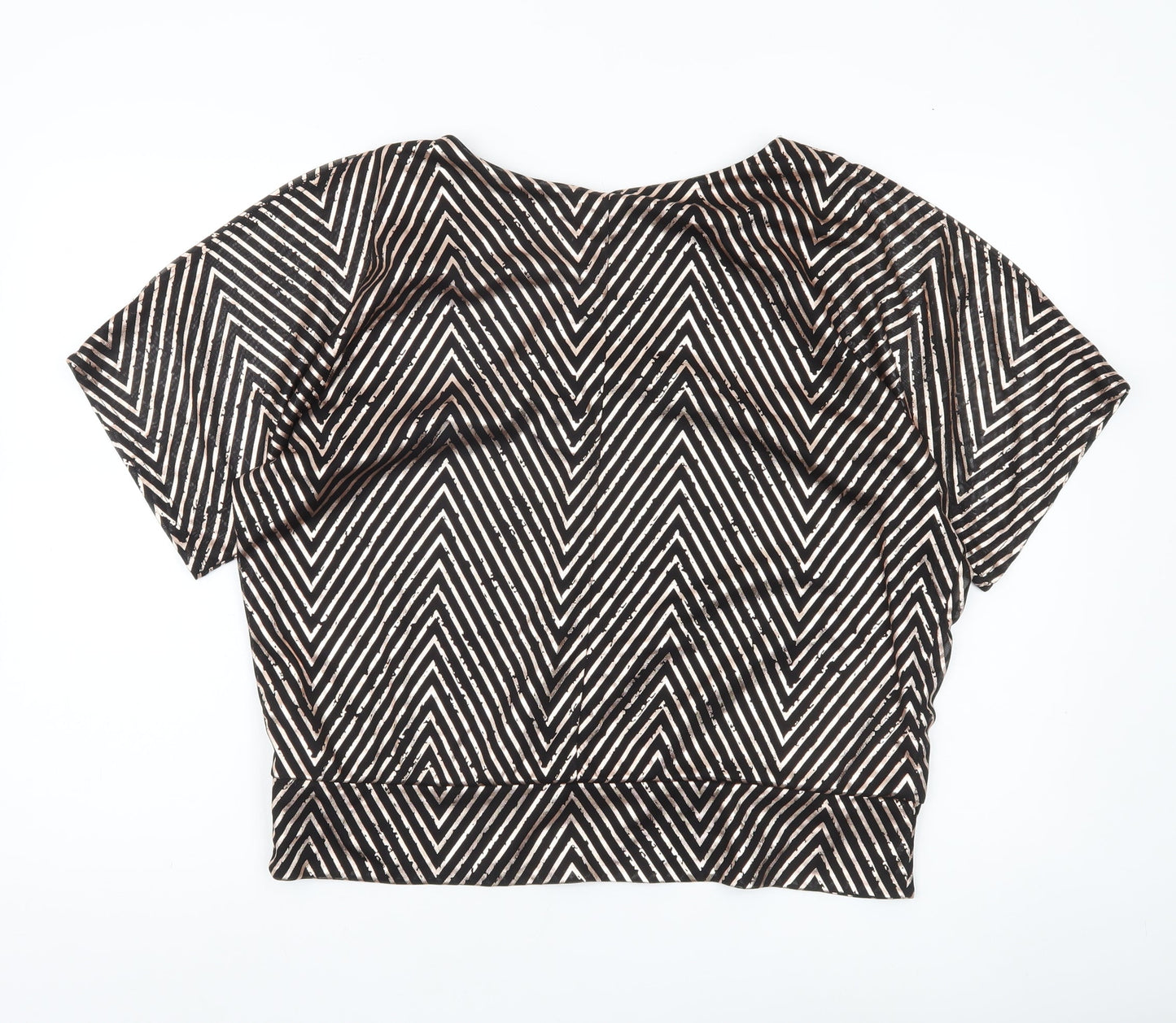 Billie & Blossom Women’s Black Geometric V-Neck Blouse UK 16 Petite