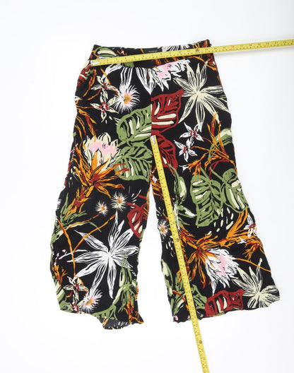 Womens UK Size 10 Marks and Spencer Relaxed Fit Wide-Leg Multicoloured Trousers