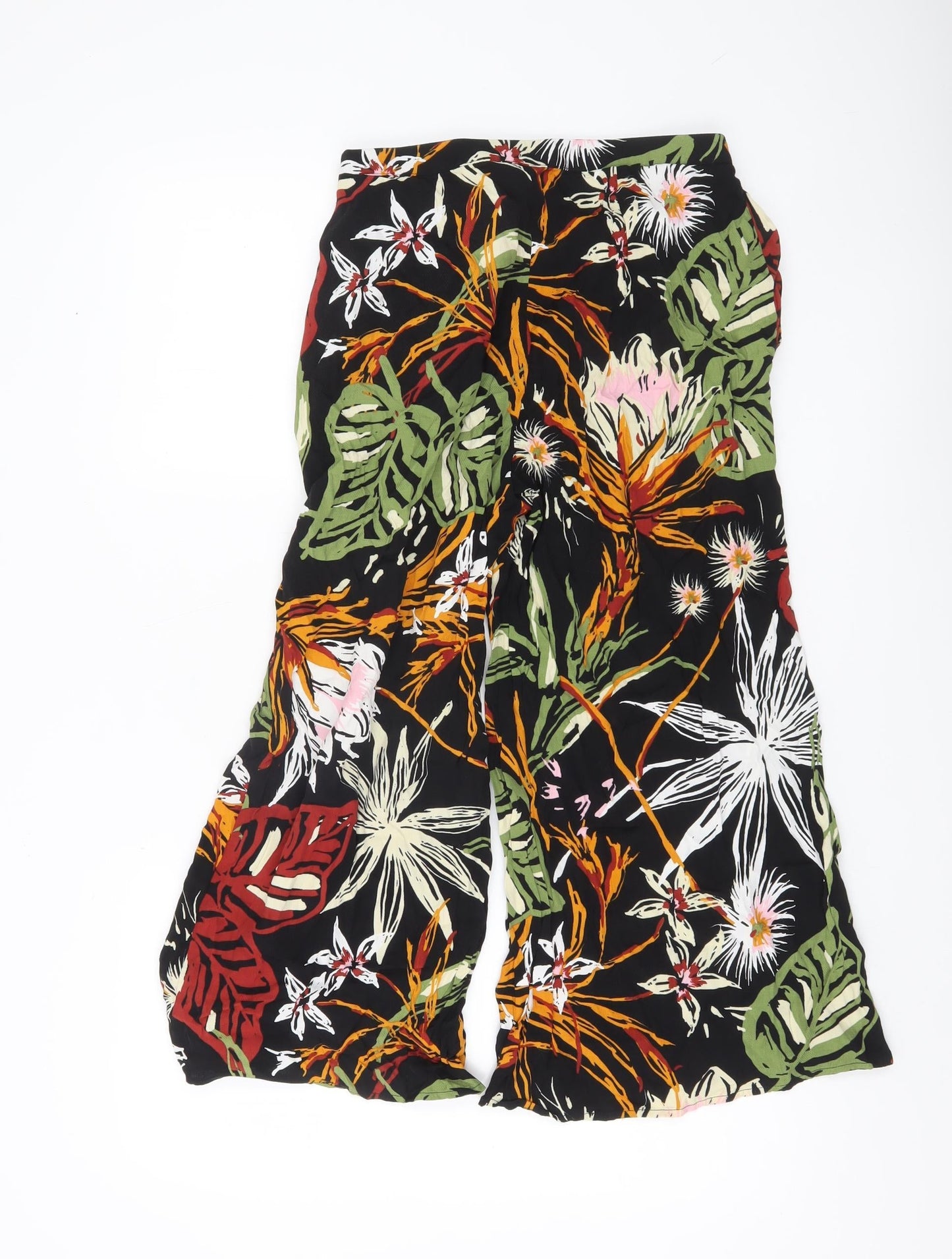 Womens UK Size 10 Marks and Spencer Relaxed Fit Wide-Leg Multicoloured Trousers