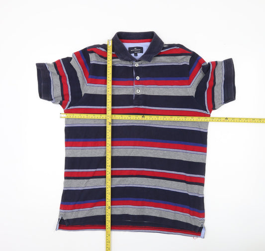 Marks & Spencer Blue Harbour Men’s Multicoloured Striped Polo Shirt M Regular Fit Cotton