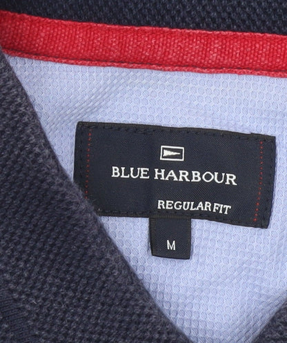 Marks & Spencer Blue Harbour Men’s Multicoloured Striped Polo Shirt M Regular Fit Cotton