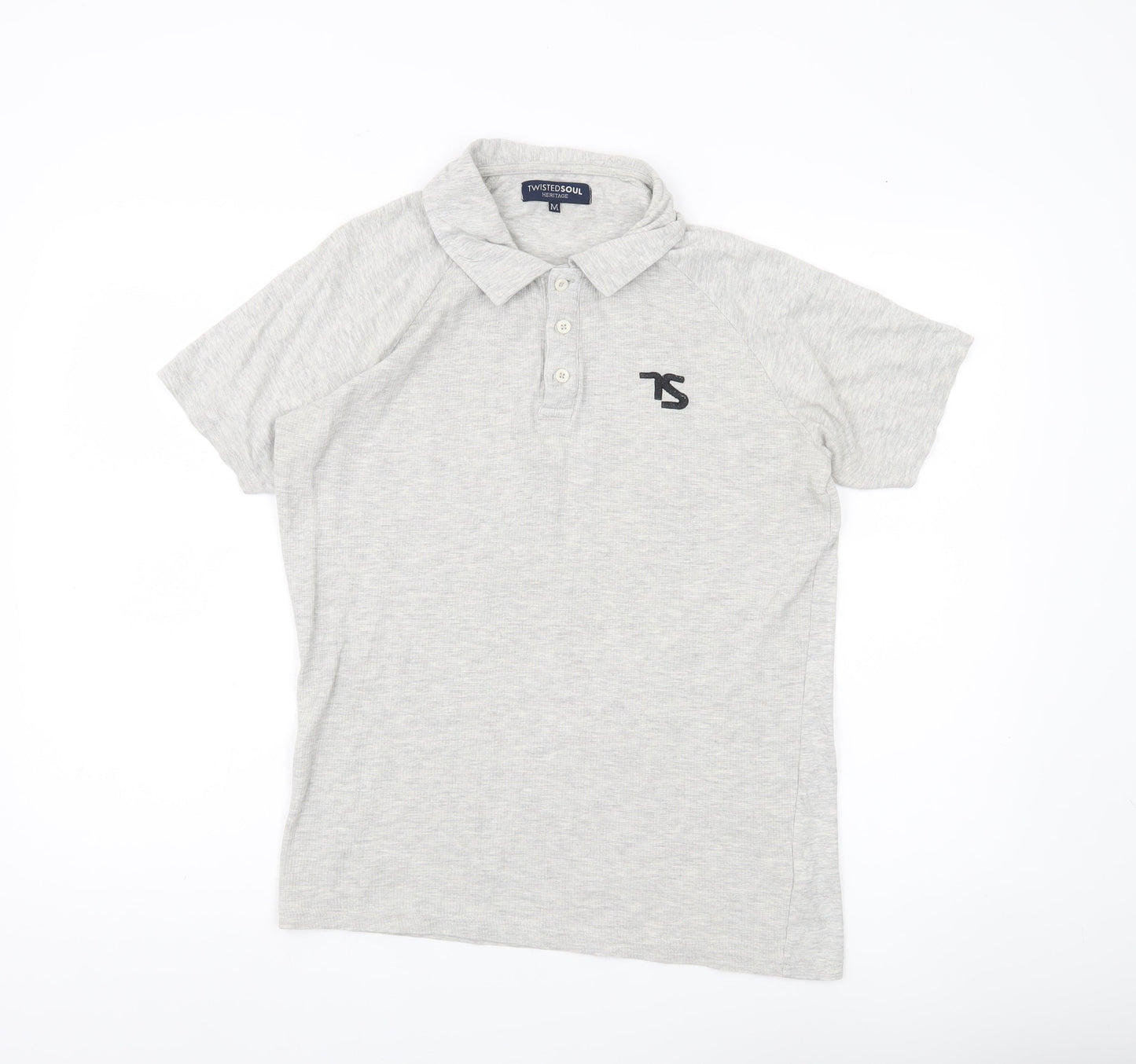 Twisted Soul Men’s Grey Polo Shirt Size M Short Sleeve Cotton