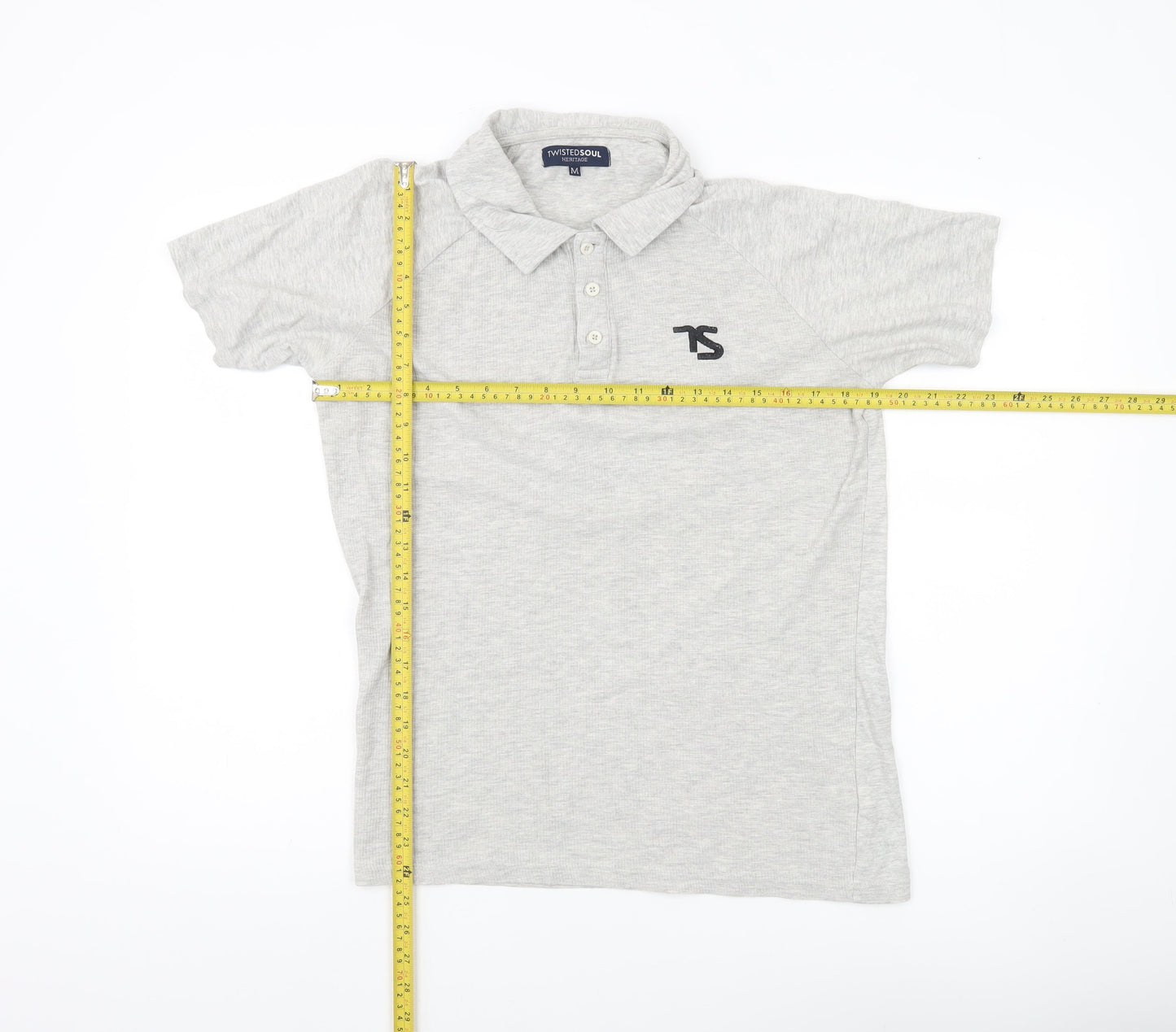 Twisted Soul Men’s Grey Polo Shirt Size M Short Sleeve Cotton