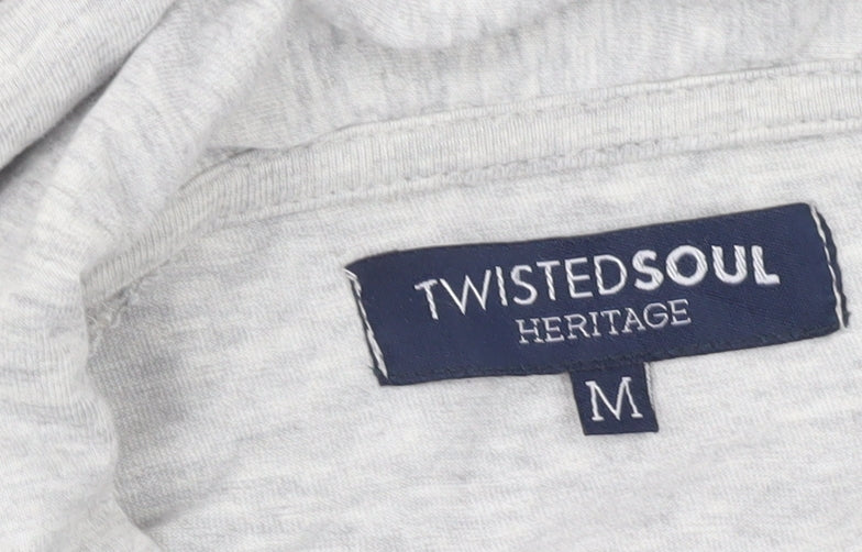 Twisted Soul Men’s Grey Polo Shirt Size M Short Sleeve Cotton