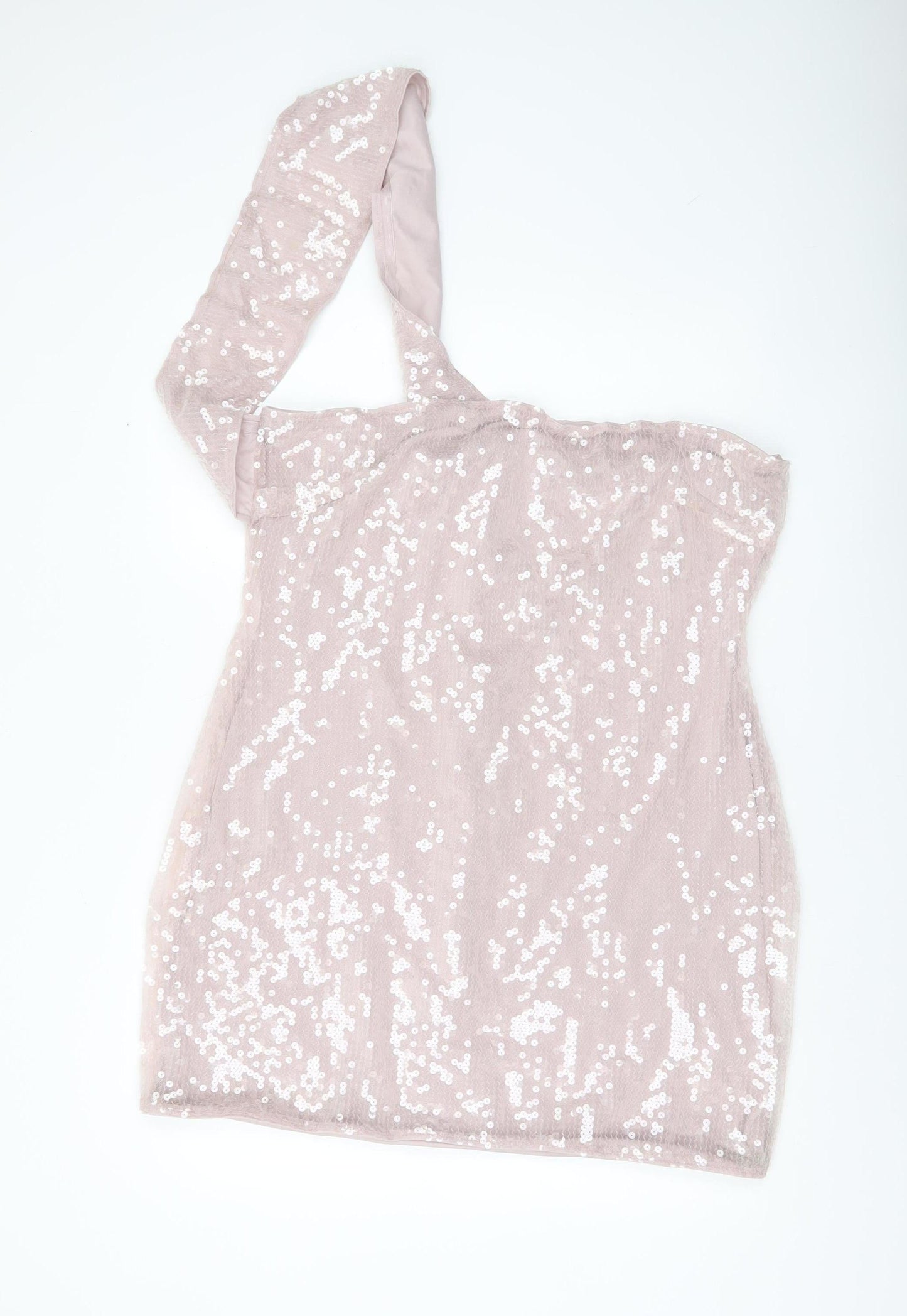 Boohoo Women’s Pink Sequin One Shoulder Bodycon Dress UK 22