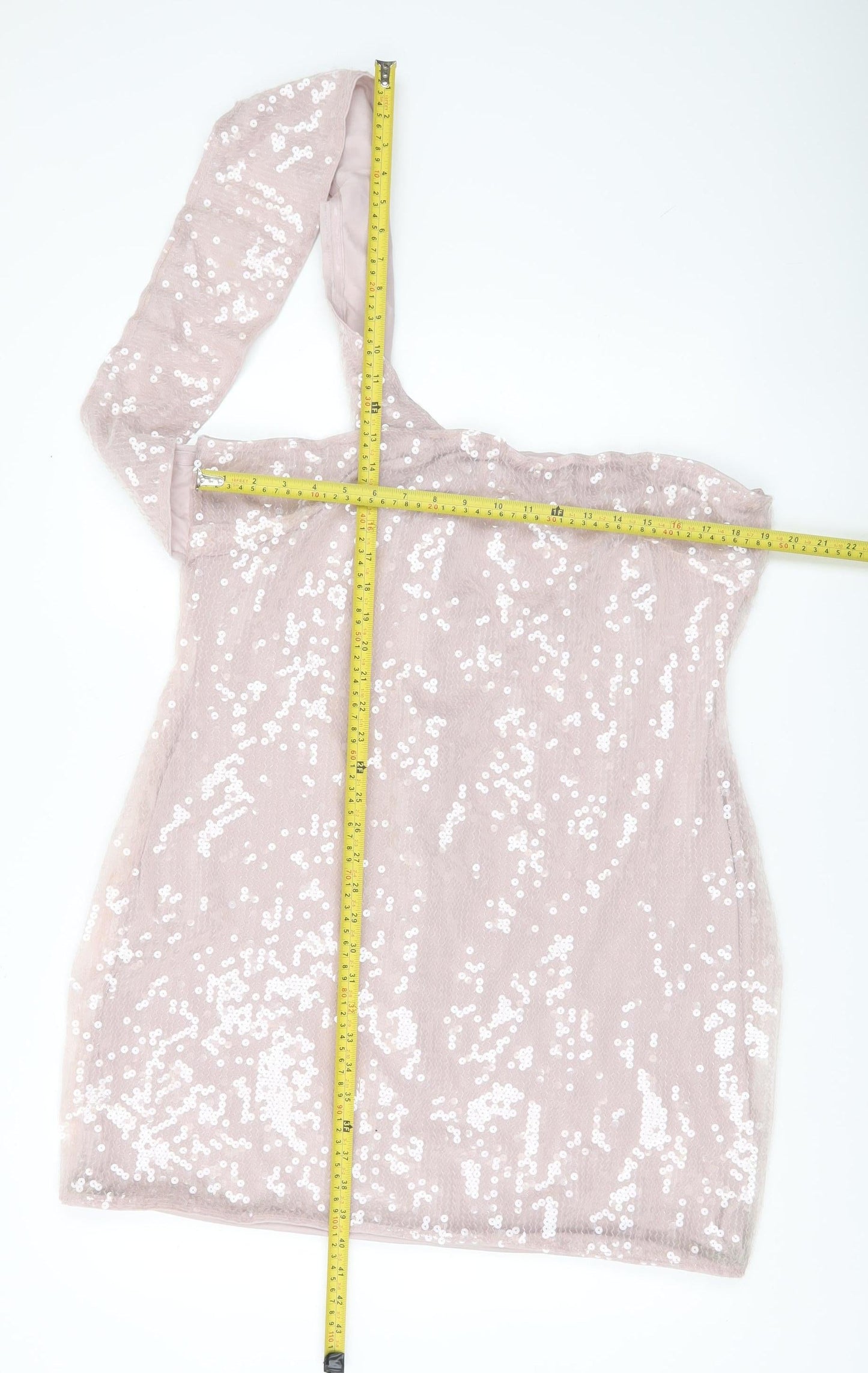 Boohoo Women’s Pink Sequin One Shoulder Bodycon Dress UK 22