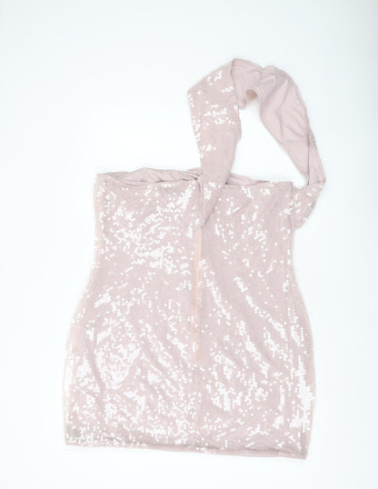 Boohoo Women’s Pink Sequin One Shoulder Bodycon Dress UK 22