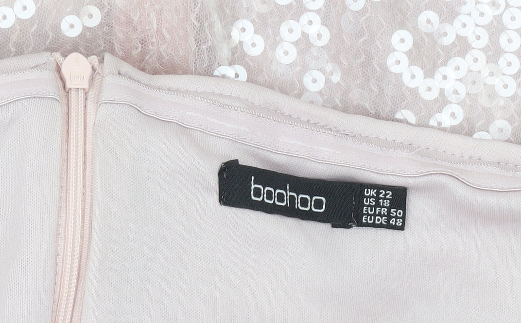 Boohoo Women’s Pink Sequin One Shoulder Bodycon Dress UK 22