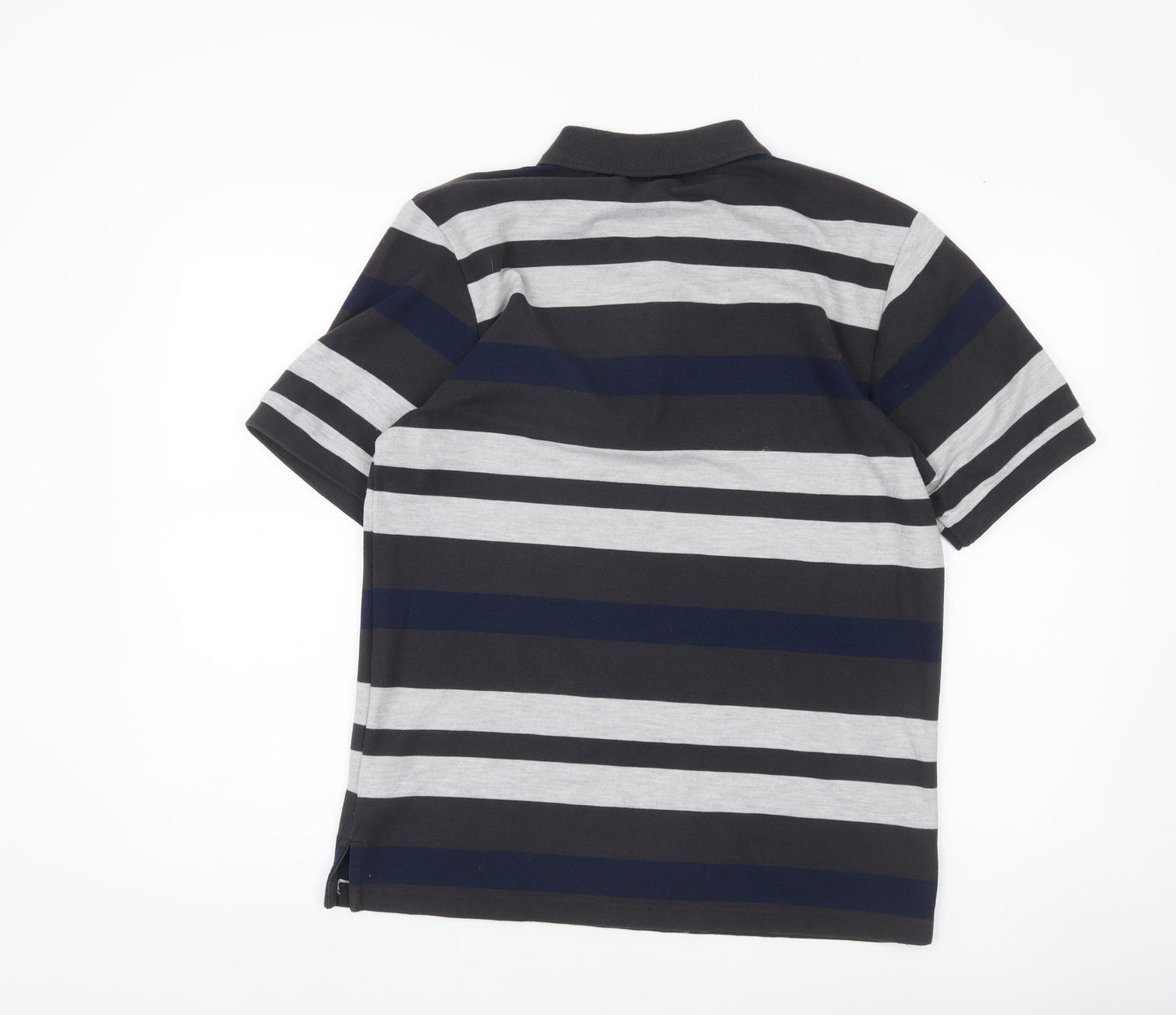 Lonsdale Men’s Black Grey Blue Striped Polo Shirt M Regular Fit