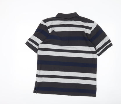 Lonsdale Men’s Black Grey Blue Striped Polo Shirt M Regular Fit