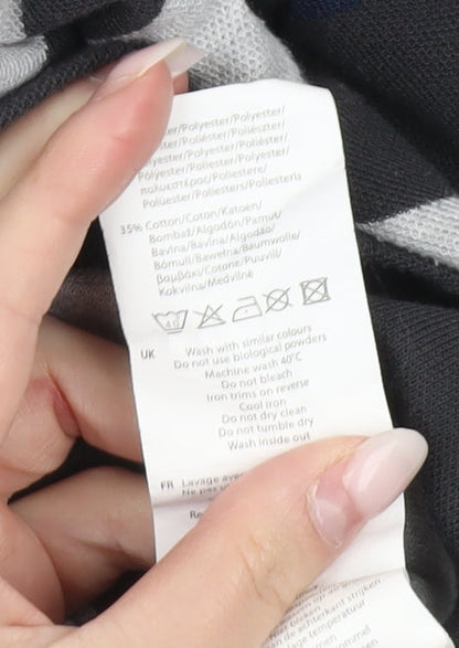 Lonsdale Men’s Black Grey Blue Striped Polo Shirt M Regular Fit