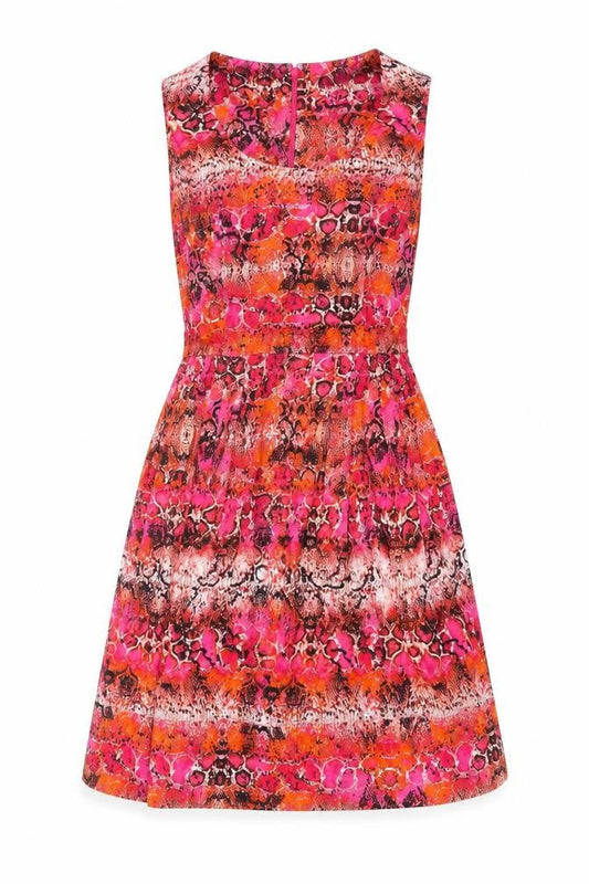 Marc New York Women's Pink Orange Animal Print A-Line Dress Size 10