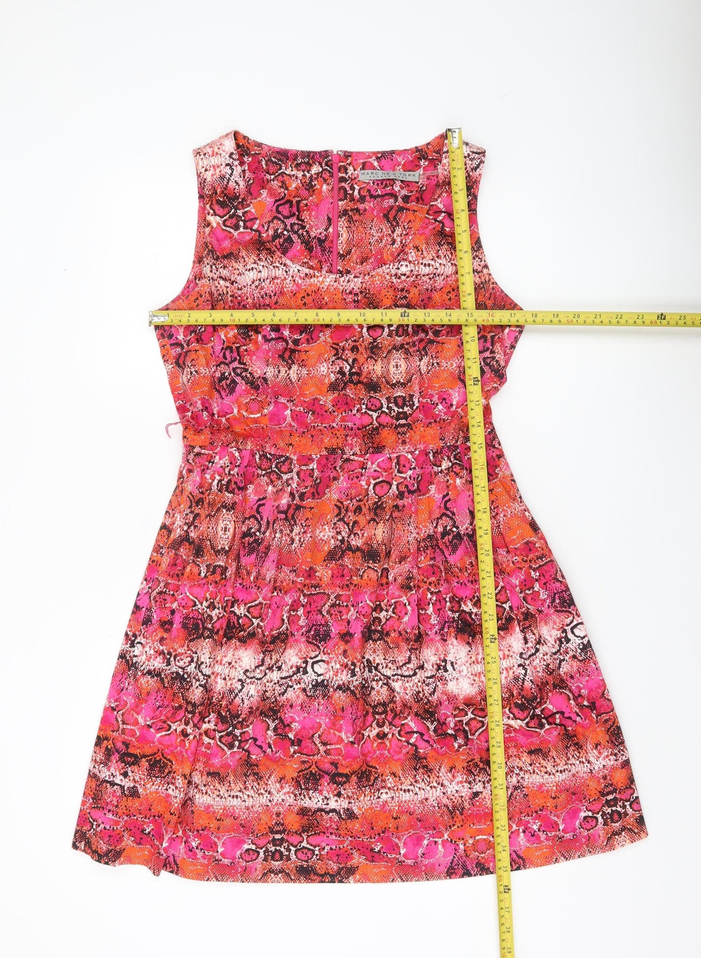 Marc New York Women's Pink Orange Animal Print A-Line Dress Size 10
