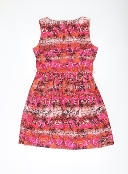 Marc New York Women's Pink Orange Animal Print A-Line Dress Size 10