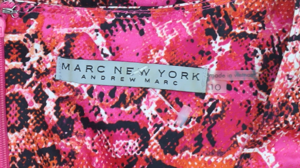 Marc New York Women's Pink Orange Animal Print A-Line Dress Size 10