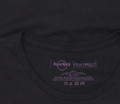 Womens UK Size S Hard Rock Black Basic T-Shirt
