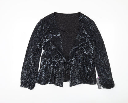 Womens UK Size 16 Roman Black Wrap Blouse