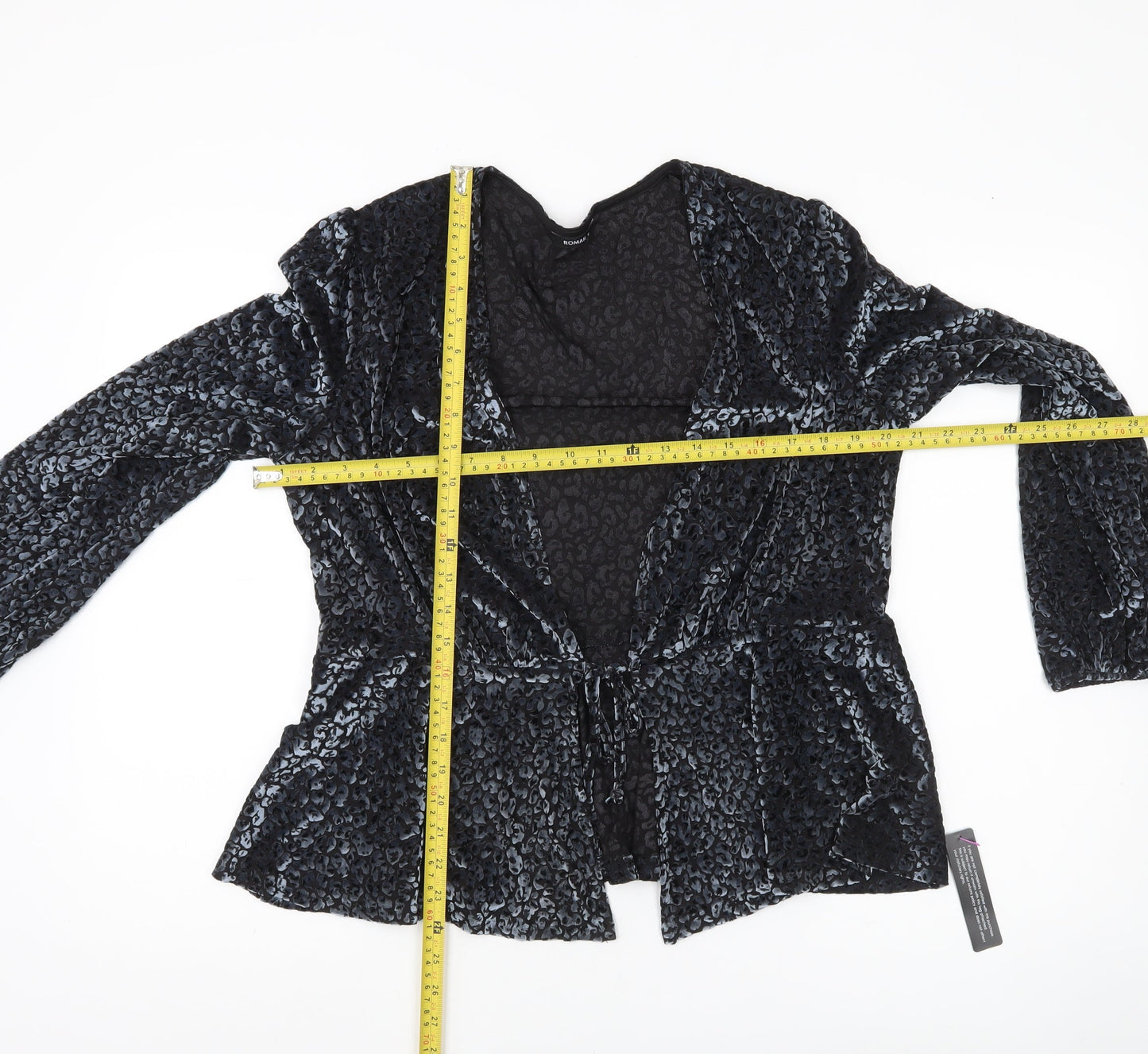 Womens UK Size 16 Roman Black Wrap Blouse