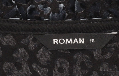 Womens UK Size 16 Roman Black Wrap Blouse