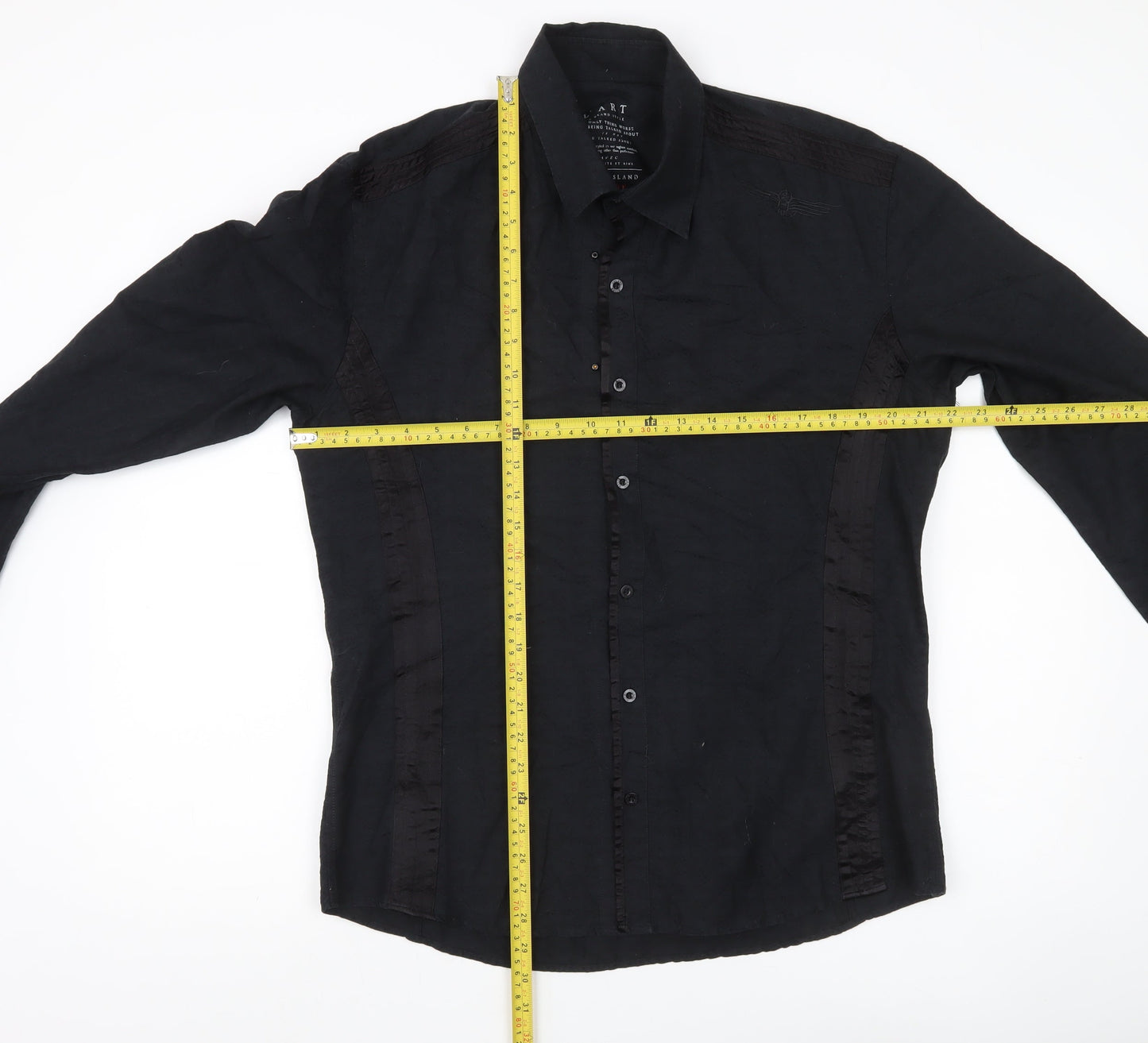 River Island Men's Black Cotton Long Sleeve Dress Shirt Size L