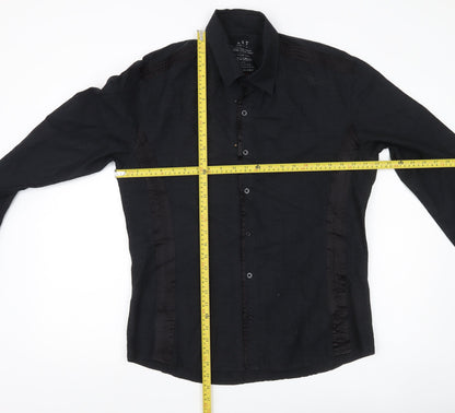River Island Men's Black Cotton Long Sleeve Dress Shirt Size L