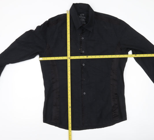 River Island Men's Black Cotton Long Sleeve Dress Shirt Size L
