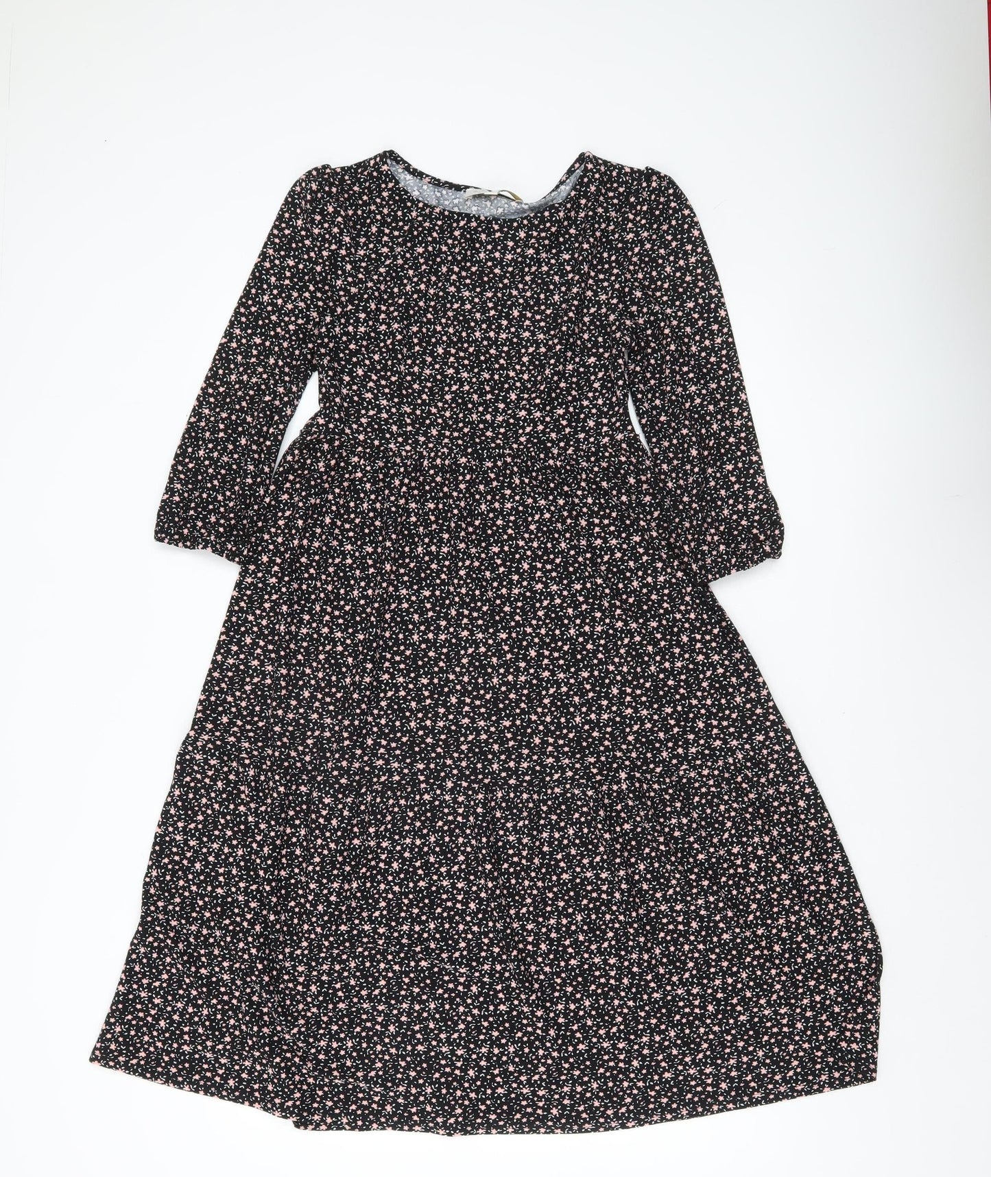 Monteau Los Angeles Women’s Black XS Floral Midi A-Line Dress