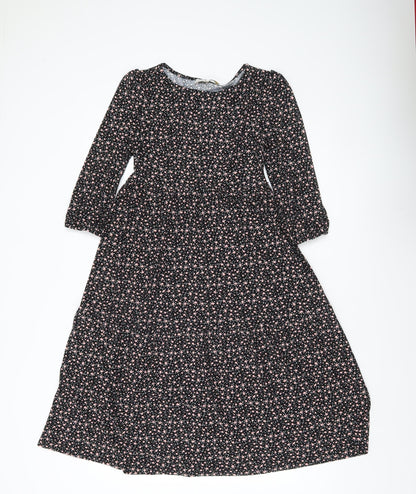 Monteau Los Angeles Women’s Black XS Floral Midi A-Line Dress