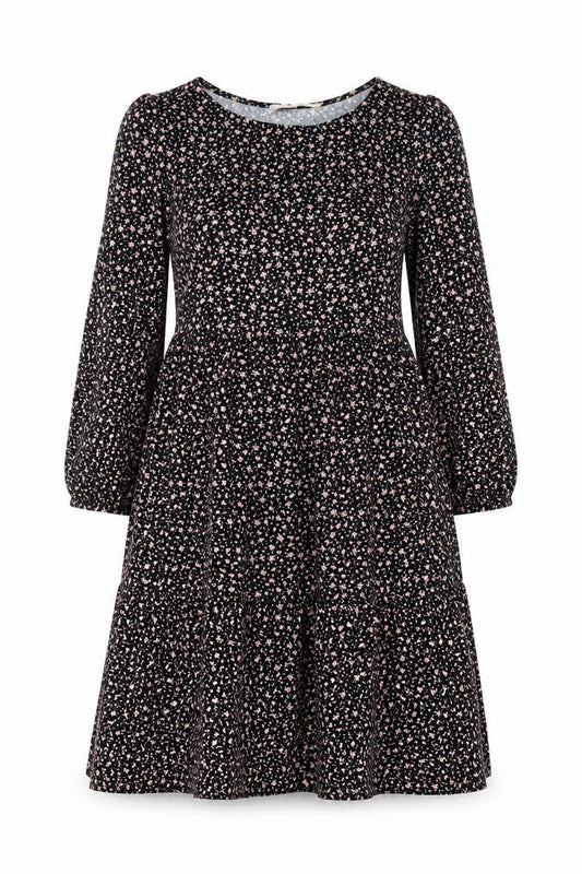 Monteau Los Angeles Women’s Black XS Floral Midi A-Line Dress