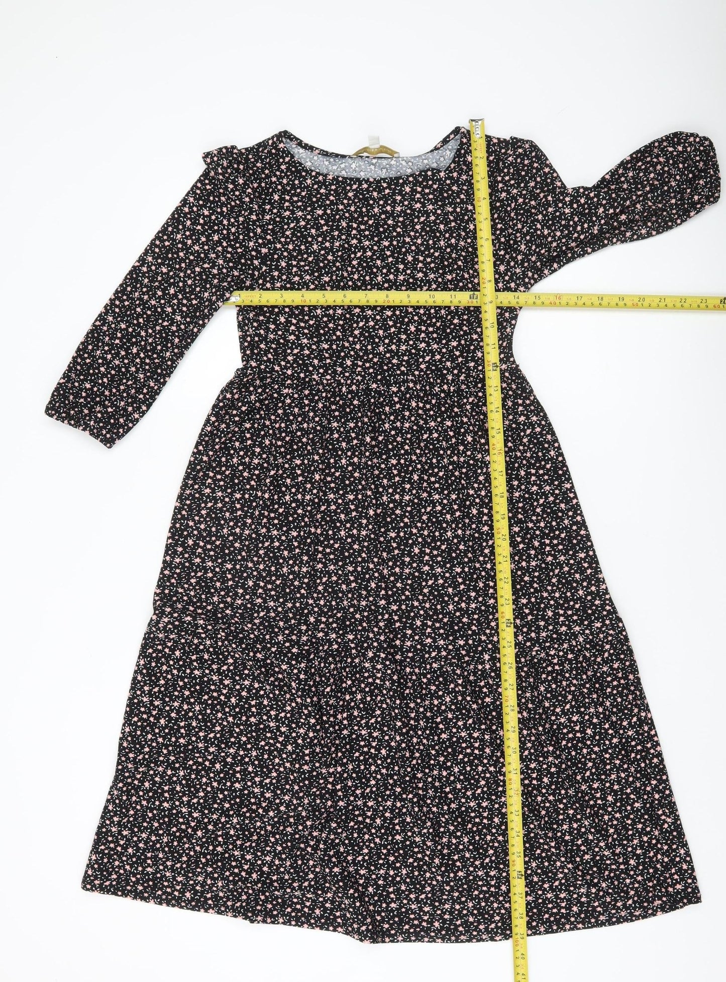 Monteau Los Angeles Women’s Black XS Floral Midi A-Line Dress