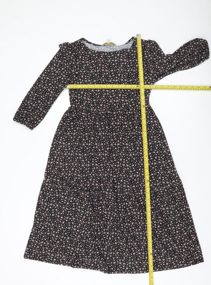Monteau Los Angeles Women’s Black XS Floral Midi A-Line Dress