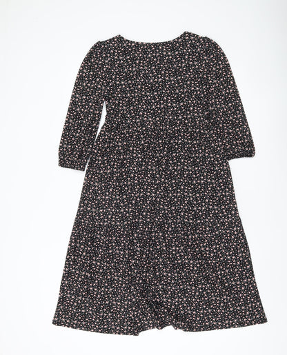 Monteau Los Angeles Women’s Black XS Floral Midi A-Line Dress